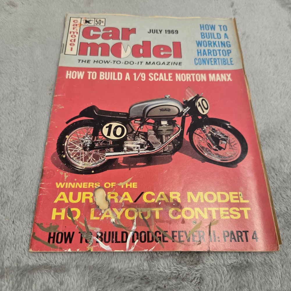 Vintage July 1969 Car Model Magazine Norton Manx Dodge Fever II Monogram Tamiya